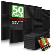50 Pack 2"x12" Soundproof Foam Panels for Recording Studio & Home