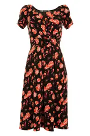 Crossover Floral Jersey Dress--ELI-EAW108-1