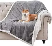 Waterproof Dog Blankets for Medium or Big Dogs - Pet Blanket for Couch Protector Washable, Premium Jacquard Coral Fleece Cat Throw Blanket, Soft Plush Reversible Furniture Protection, 30"x40", Grey/15