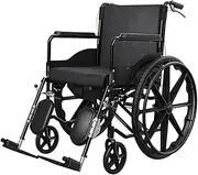 Folding Manual Wheelchair Sport Wheelchair with Handbrakes Adjustable Leg Rests Portable All Terrain Wheelchair for Adults, Support 100kg/220lb