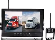 Elinz Wireless Reverse Camera 9" Monitor with 1x Reversing Camera Kit Caravan, Truck, Bus, Trailer, RV, Splitscreen 2 Channels AV Inputs Night Vision