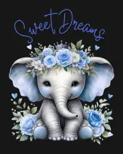Baby Elephant Nursery Print BLUE Cute Baby Shower gift Wall Art Decor Boy Girl