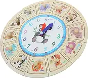 Totority Portable Kids Clock Learning to Tell Time Educational Game Cartoon Design and Wood Material