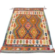 Handmade Afghan Wool Kilim Rug - 140cm X 102cm, Flat Woven Floor Rug
