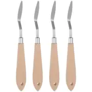 4pcs 8.5mm No.19 Oil Painting Palette Knives Stainless Steel Spatula Wood Handle