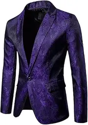 [Generic] Men's Fashion Jacquard Suit Jacket Business Casual Slim Fit Blazers Wedding Party Tuxedo Dress Blazers