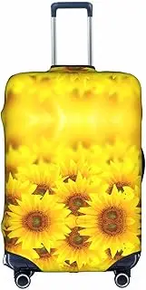 [FSCEV] Yellow Sunflower Trolley Suitcase Protective Cover Business Travel Luggage Protector Fashion 18-32 Inches, White, S