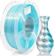 3D Printer Filament 1.75mm PLA, Dual Color Silk Rainbow PLA, Filament for FDM Printer, 1kg/Spool, Dimensional Accuracy +/-0.02mm, Lake Green Silver