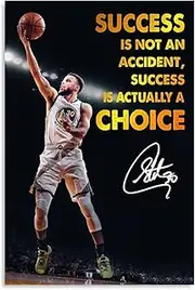 JADESA Motivational Stephen Curry Poster 12X18INCH Unframed Inspiring Decoration For Teens Room Gifts For Basketball Lovers Student Dormitory Decoration