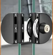 No Drilling Stainless Steel Double Sliding Glass Door Lock Black