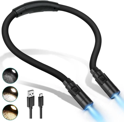 Book Light for Reading and Crocheting Rechargeable Neck Light for Knitting and R