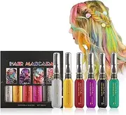 Joyeee Hair Chalk Set for Girls Washable, 6 Colors Hair Dye for Dark & Light Hair, Colorful Washable Hair Dye Mascara for Birthday Party Christmas Halloween Cosplay for Women Men Girls Kids Gifts
