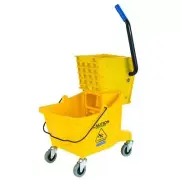 Carlisle Mop Bucket 26 Qt Corrosion Resistant Grip Handle Wheels Square Yellow