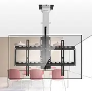 Adjustable Motorized Ceiling TV Bracket - with Remote Control Motorized TV Mount,Hanging TV Mount Bracket,Electric TV Lift and Memory Setting,for 32" - 75" TVs Up to 50kg/132l,Black+White