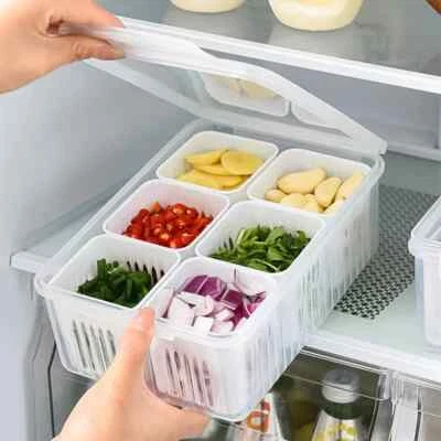Refrigerator Storage Box Food Drain Box Fridge Organizer Container Compact
