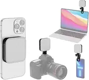 Magnetic Pocket Video Light P Graphy Fill Light 2500K-9000K Dimmable Video Conference Light for Computer Tablet Mobile Phone DSLR Camera Built-in Battery with Clip & Cold Shoe Adapter Black A