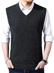 [Gsywaipei] Men's V-Neck Casual Vest Business Fit Casual Pullover Vests Winter Stylish Men Sweater Tank