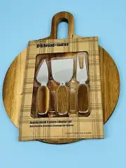 Cutting Board Bread+ Butter Acacia Wood 4 Piece Cheese Set