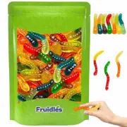 Large Gummi Worms Candy, Assorted Fruit Flavors Gummies, Allergy Friendly, No...
