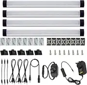 AIBOO Dimmable LED Under Cabinet Lighting Under Counter LED Light Bar Linkable Kit with Rocker Switch Kitchen,Showcase,Shelf Lighting(4 Panel Kits Warmwhite)