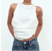 Zara Satin Open Back Top; NWT; Size XS, Fits S