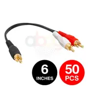 50 Pack RCA Splitter 6 inch RCA Female to 2 RCA Male Dual RCA Y Cable Adapter