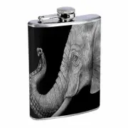 Elephant Art D22 Flask 8oz Stainless Steel Hip Drinking Whiskey