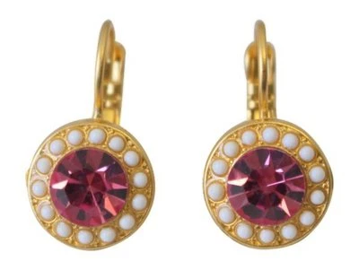 Mariana Cherry Blossom Earrings NWT Circle Drop Pink & White Swarovski Crystal
