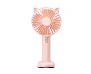 Usb Charged Handheld Mini Fan Nightlight With Mobile Bracket - Pink