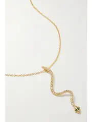 [Ileana Makri] Ileana Makri - Lucky Snake 18-karat Gold, Diamond And Tsavorite Necklace - One size One size Gold