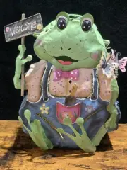 Vintage Home Interiors Frog Metal Tealight Candle Holder Welcome Garden Decor