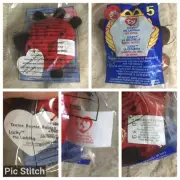 NIP 1999 Ty Teenie Beanie Baby Babies # 5 Lucky The Ladybug Rare Original