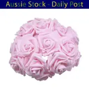 20x Light Pink 7cm Foam Flowers Rose Stems Artificial Wedding Bride Bouquet