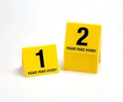 Restaurant Table Numbers 1-100 Tent Style, Yellow w/ Black, Free shipping