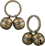 Dog Bells for Pet Tracking, 4 Pcs Extra Loud Dog Cat Bells for Collar Brass Pet Accessories with Key Rings Pendant Accessories for Training, Brass, brass