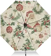 [PDZRMY] UV Protection Travel Umbrella Christmas Vintage Santa Compact for Rain and Sun - Auto Open and Close UPF 50+ Windproof Portable 46” Sun Umbrella for Women and Men