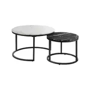 Oikiture Nesting Coffee Table Set 70cm 50cm White And Black