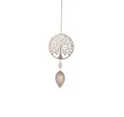 Rose Gold Spinner Spiral Crystal Charm Hanging Tree Wind Chime Home Decor - C