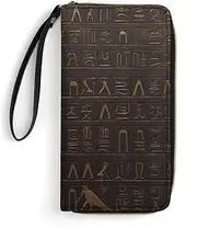 [BFGWK] Large Wallet Novelty Ancient Egyptian Hieroglyph Printing Long Wallet With Zipper Leather Wallet Suitable For Both Men And Women, style, 19.7x10.5cm, Style, 19.7x10.5cm, 现代