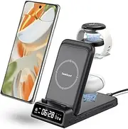 [SwanScout] Foldable Wireless Charging Station for Google Pixel Watch, 4 in 1 Wireless Charger for Google Pixel 8/8 Pro/7A/Fold/7/7 Pro/6/6 Pro/5/4/3/XL, Pixel Buds Pro
