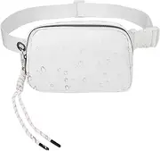 [LeoLeoyy] Sling Waist Bag Large Fanny Pack for Women Men Outdoor Shoulder Bag Waterproof Cell Phone Purse Waist Bag with Adjustable Strap for Workout Running (White)
