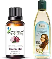 KAZIMA Combo of Onion Oil 15ML and Jasmine Herbal Hair Oil 100ML Anti Hair Fall Control & Maintains Healthy Scalp & Promote Hair Growth
