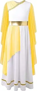 [YiZYiF] Kids Girls Grecian Toga Costume Ancient Greek Outfits Halloween Roman Robe Cosplay Party Fancy Dress Up