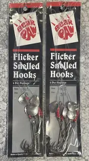 2 Packs Bear Paw Flicker Spinner Snells Silver Blade Size 3/0 Long Shank