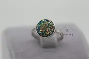 Druzy Crystal Sterling Silver Adjustable Ring