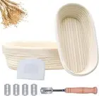 Banneton Bread Proofing Basket Set of 2, 11 Inch Oval Bread Basket Sourdough