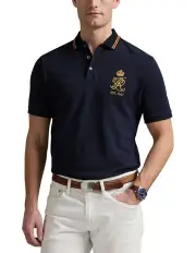 [Polo Ralph Lauren] Classic Fit Crest Mesh Polo Shirt in Navy