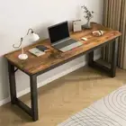 120cm Profile Console Table Wood & Metal Narrow Desk Bench (Black & Brown)