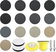 201 Pieces 3 Inch Sandpaper, SIJDIEE Wet Dry Sanding Disc with Backing Pad and Soft Foam Buffering Pad, 60 to 10000 Grits Grinding Abrasive Sander Sheets for Wood Metal Mirror Jewelry Car