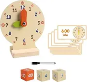 Perfeclan Kids Learning Clock Toys Smooth Educational Early Development Fiber Kindergarten Practice Clock for Ages 3 4 5 6 Year